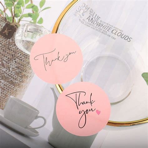 Jual Stiker Thank You Pink Sticker Handwriting Italic Elegan Segel