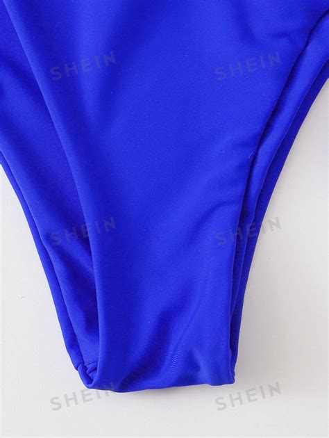 Shein Swim Solid Bikini Set Triangle Bra Thong Bottom Piece Bathing Suit For Sale Australia