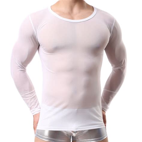 Fall Shirts For Men Sexy Lingerie T Shirt Vest Sexy Breathable Mesh See Through Underwear Top