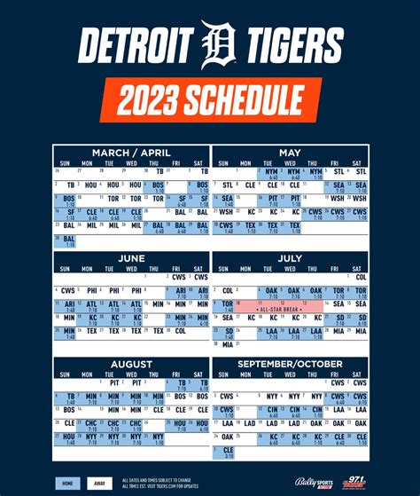 Printable Detroit Tigers Schedule