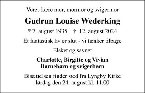 Gudrun Louise Wederking D Dsannoncer I Danmark