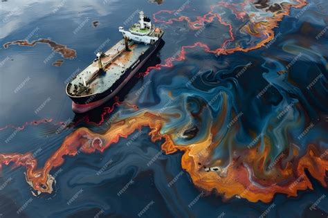 Premium Photo Oil Leak From Ship Oil Sludge Contaminating The Sea