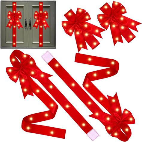 Amazon Yuxung 6 Pcs LED Christmas Cabinet Ribbons Bows 79 X 2 5