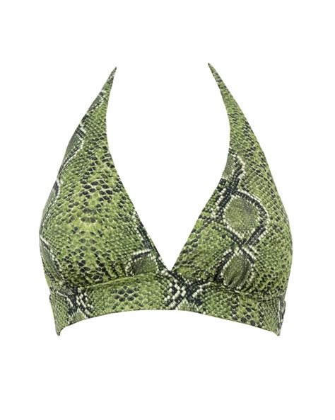 Μαγιό τρίγωνο Rock Club Bikini Χακί Snake Σταθερό cup C D lingerie shop gr