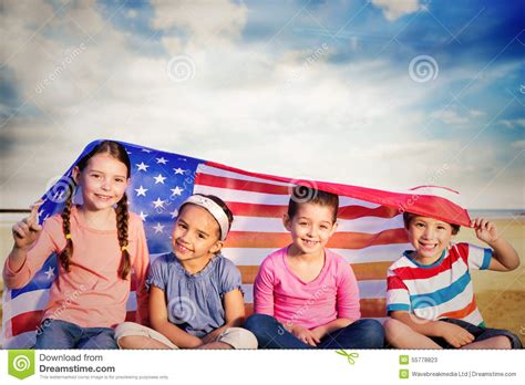 Composite Image Of Children With American Flag Stock Image Image Of