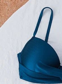 Shein Swim Pcs Solid Color Sexy Gather Underwear And Briefs Side Panel Splice Elegant Bikini