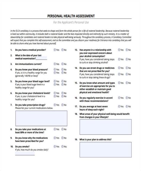36 Health Assessment Examples To Download