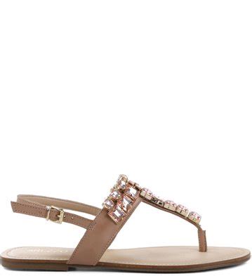 Rasteira Crystals Nude Rose Arezzo