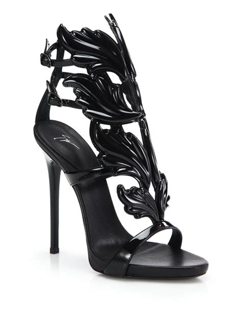 Giuseppe Zanotti Leather Wing Sandals In Black Lyst