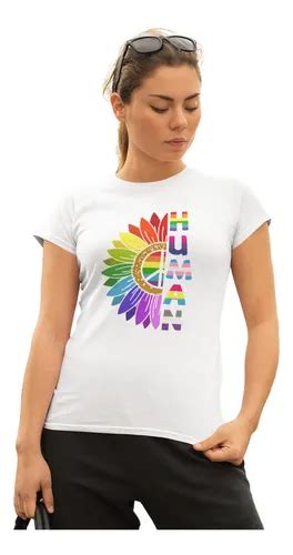 Playera Gay Flor Human Pride Lgbtt Arcoiris Colores Meses Sin Inter S