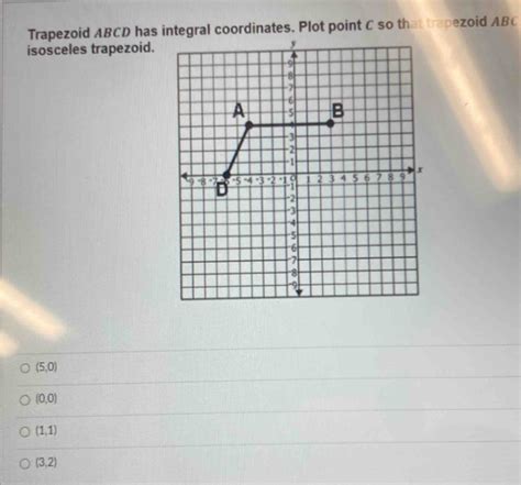 Solved Trapezoid Abcd Has Integral Coordinates Plot Point C So That