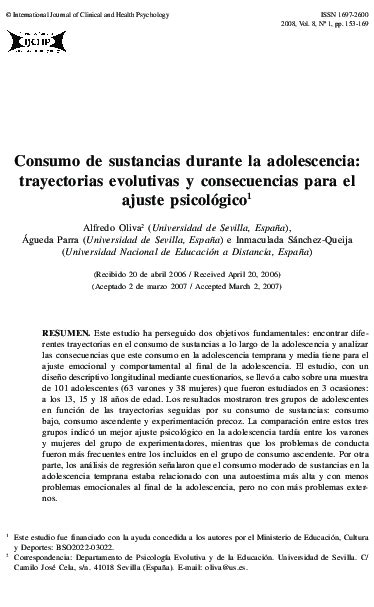 Pdf Consumo De Sustancias Durante La Adolescencia Trayectorias Evolutivas Y Consecuencias