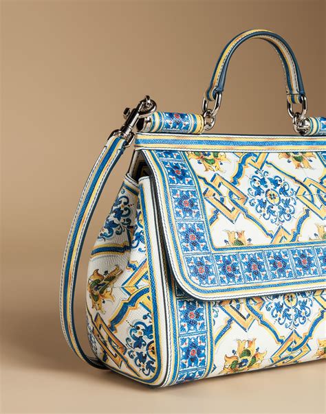 Lyst Dolce And Gabbana Medium Sicily Bag In Printed Dauphine Leather In Blue