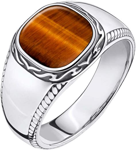 Мужской серебряный перстень Thomas Sabo TR2388-826-2 с тигровым глазом ...