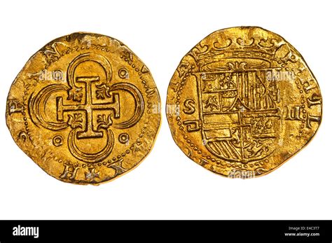 Spanish Gold Coin 2 Escudos Philip Ii Seville Mint Replica Stock
