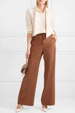 Chloé Chloé Pussy bow lace trimmed silk crepe de chine blouse