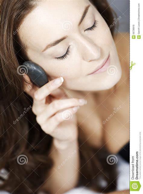 Woman With Spa Hot Rocks Stock Image Image Of Natural