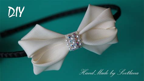 Ободок с бантиком Канзаши DIY Headband with bow Kanzashi - YouTube