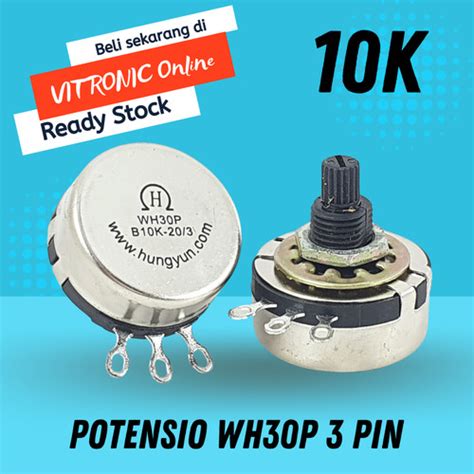 Jual Potensio WH30P 3 pin 10k 2W Drat Mono Besar Nikelin Kaki 3 ...