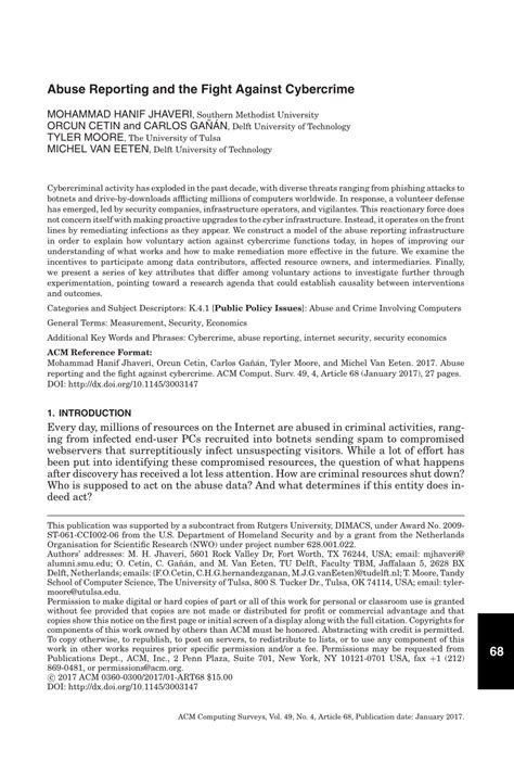Pdf Abuse Reporting And The Fight Against Cybercrime