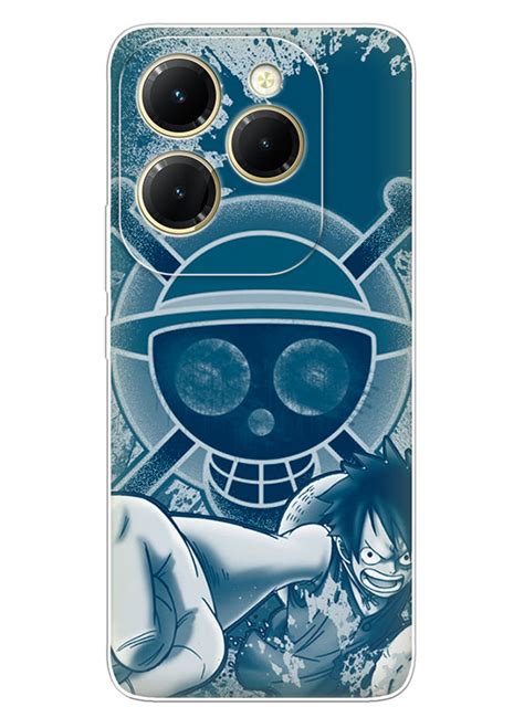 Infinix Hot чехол Ван Пис One Piece Луффи атакует на фоне пиратского логотипа