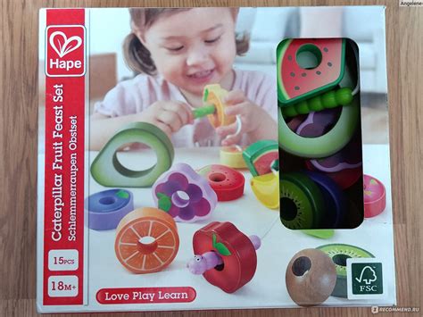 Hape Eco-toys Деревянная игрушка шнуровка для детей "Веселые гусеницы ...