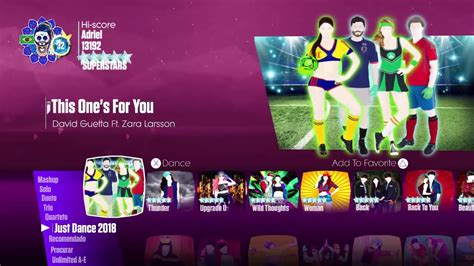 Just Dance 2018 Menu Song List YouTube