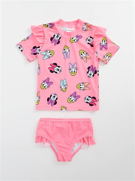 Crew Neck Short Sleeve Minnie Mouse Printed Baby Girls Bikini Set S4GE12Z1 LT4 S4GE12Z1 LT4