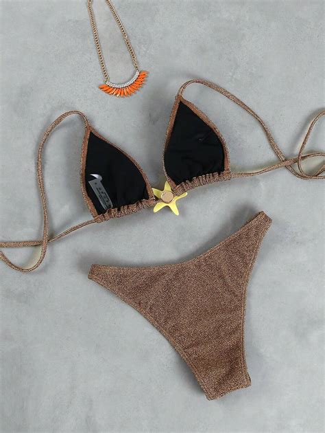 Fashionable Sexy Solid Color Starfish Bikini Swimwear Summer SHEIN EUR