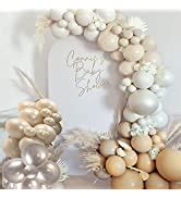 Amazon SCMDOTI Neutral Balloon Arch Kit With Double Stuffed Grey Nude Sand White