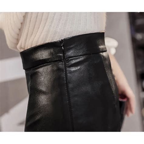 Женские повседневные юбки из искусственной кожи, женские шикарные ...