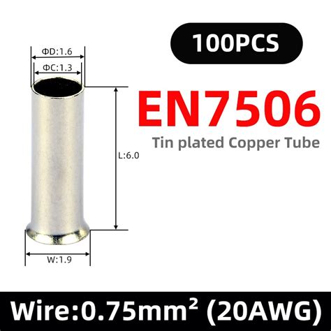 Pcs Tube Bare Crimp Terminals Electrical Naked Cord End Terminal Wire Cable Connector En