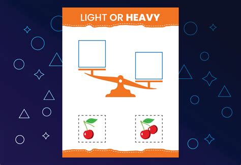 light  heavy educational worksheet  scales heavier  lighter