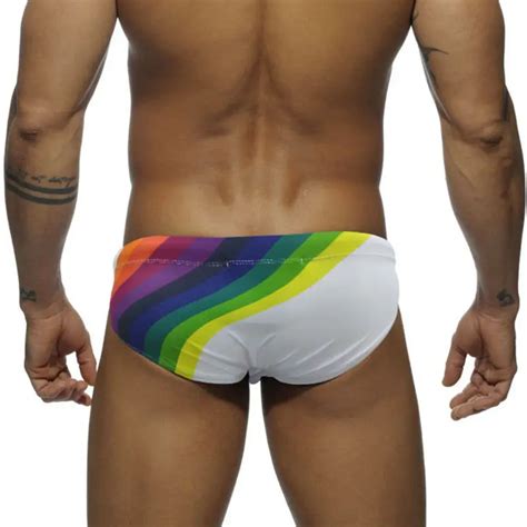 Gay Pride Rainbow Striped Swim Briefs Queerks