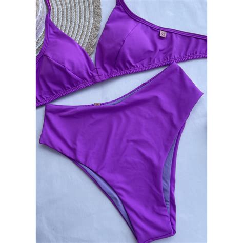 Biqu Ni Cintura Alta Hot Pants Top Recorte De Alta Sustenta O Shopee Brasil