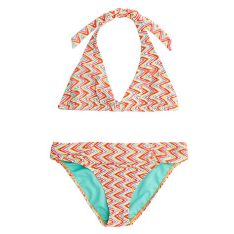 Roxy Catching Waves Halter Bikini Top And Bottom Set Ages 8 16 Girls Evo