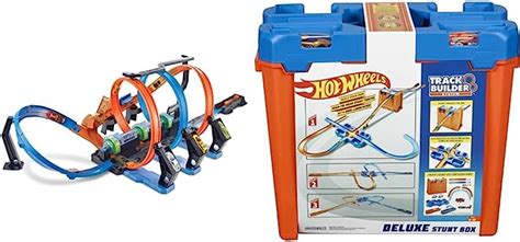 Hot Wheels Corkscrew Crash Track Motorized Speed Boosters Deluxe Stunt Box Giftable Set