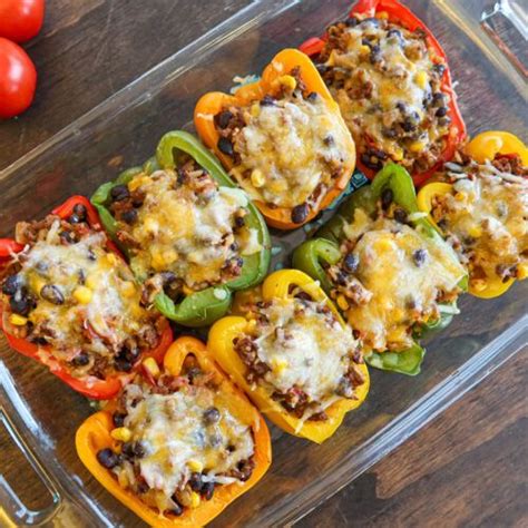 Beef Taco Stuffed Peppers Stacey Lives Stuffed Peppers Taco Stuffed Peppers Recipes