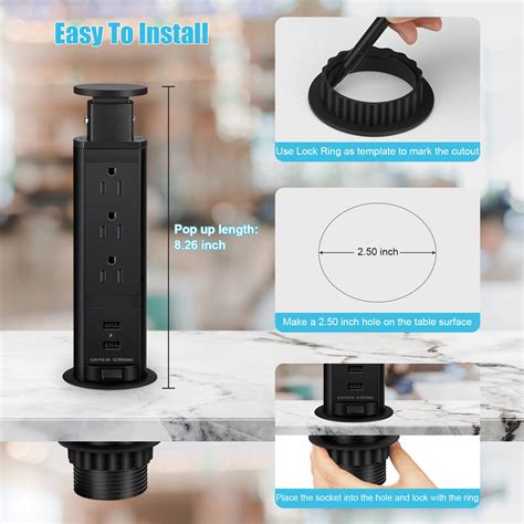 Pop Up Electrical Outlet For Countertop Recessed Power Strip With 3 Ac Outlet And 2 Usb Ports25