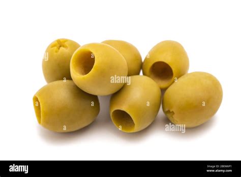 Pitted Olives Group Isolated On White Background Stock Photo Alamy