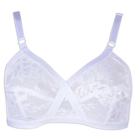 Women Transparent Lace White Bras Lingerie Cotton Straps Wireless See Through Patchwork