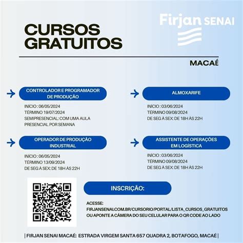 Cursos No Senai Macaé - Cursos Gratuitos na Firjan SENAI Macaé. Vemmmmmm https://lnkd.in/dX2 ...