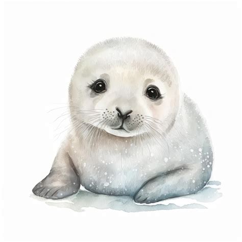 Premium Ai Image Adorable Watercolor Handpainted Baby Seal Clipart On