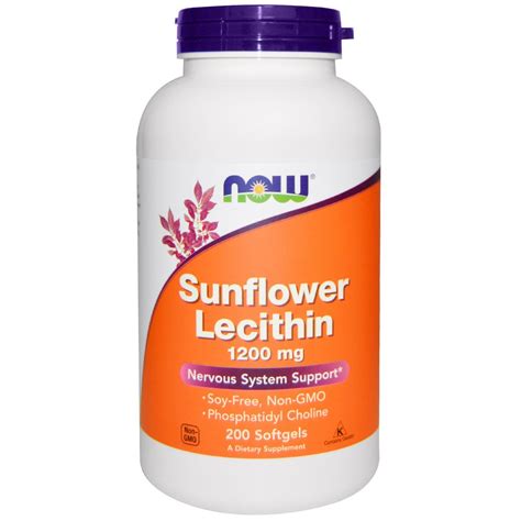 Now Foods, Sunflower Lecithin, 1200 mg, 200 Softgels | By iHerb