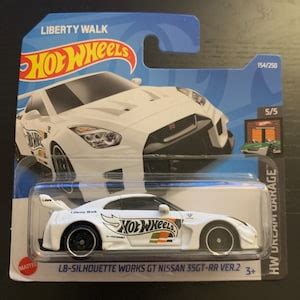 Hot Wheels Liberty Walk Silhouette Works GT Nissan GT RR White With Black Wheels Short Card