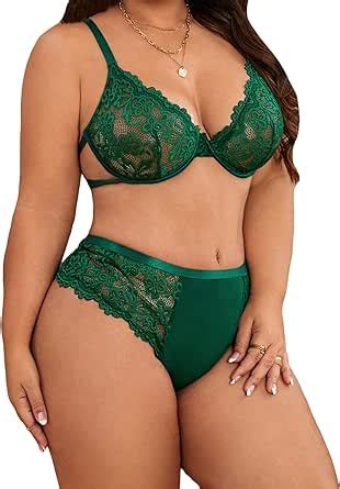 Amazon SOLY HUX Women S Plus Size Lingerie Lace Underwire Bra And Panty Lingerie Set