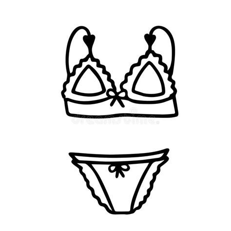 Hand Drawn Lace Lingerie Vector Illustration Womens Underwear Doodle Element Stock Vector