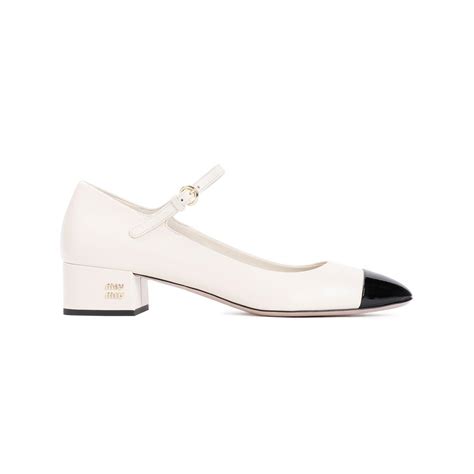 Miu Miu Elegant Nude Leather Mini Pumps With Inch Heel In White Lyst