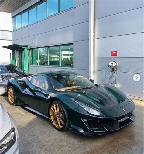 British Racing Green Ferrari 488 Pista With Gold Wheels Shows Bold Spec