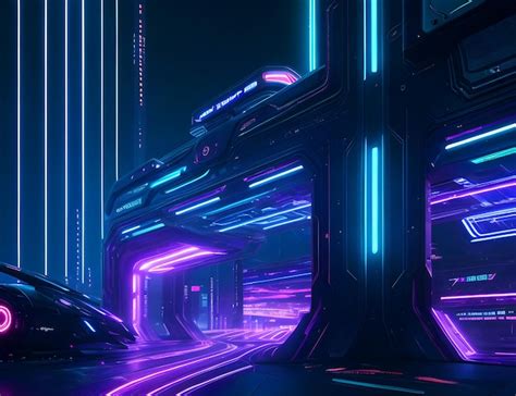 Premium Photo Futuristic Neon Cityscape Background